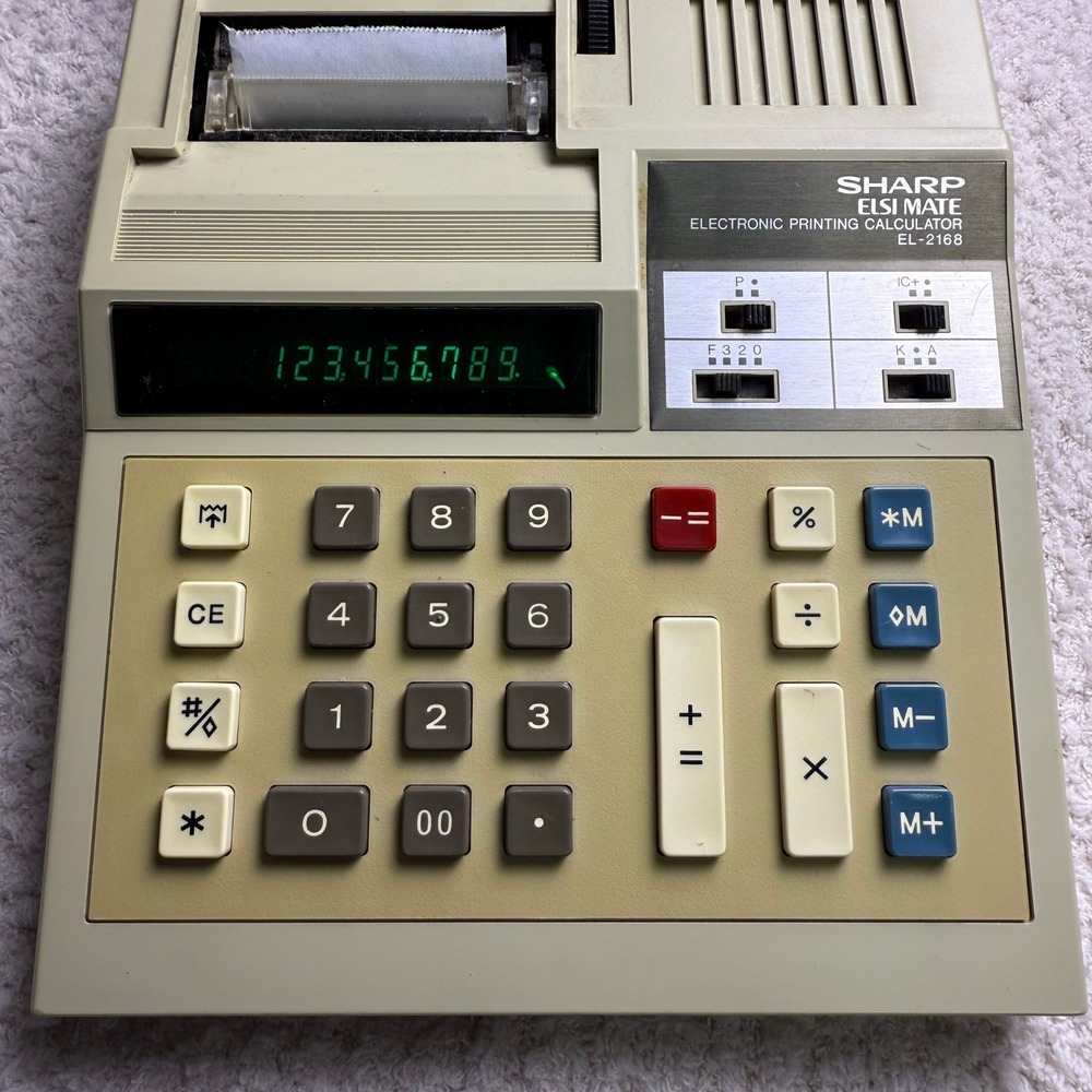 Sharp ELSI‎ MATE EL-2168 Electronic Printing Calculator Vintage Tested Working